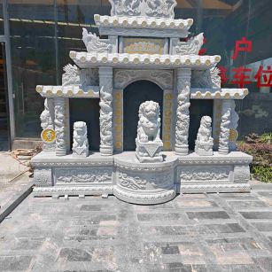 鄂尔多斯芝麻白中国黑石材套墓 花岗岩墓碑