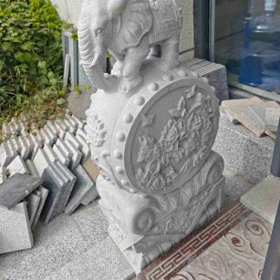 鄂尔多斯芝麻白抱鼓石 庭院抱鼓石