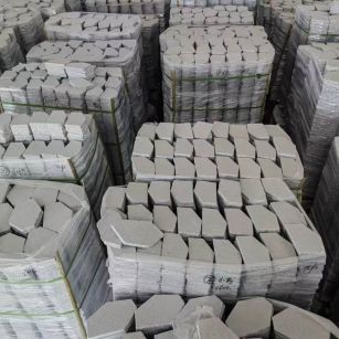 鄂尔多斯芝麻白石材冰裂纹，碎拼。